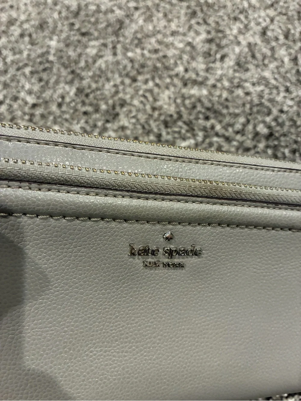 kate spade gray leather zip wristlet